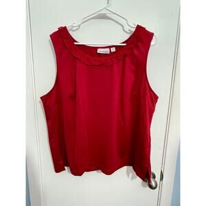 Joan Rivers Tank Top Size 1X Red Ruffled Romantic Feminine Office Siren
